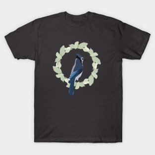 Blue Jay in a Ring of Leaves T-Shirt